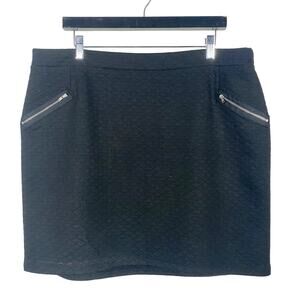 NEW! Maurices Quilted Mini Skirt Zipper Pocket Stretch Knit Black Basic - XL